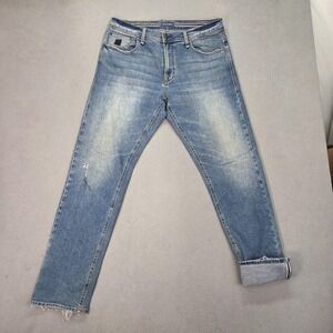 Japanese Selvedge Jeans Mens 32x30 Blue Zip Fly Distressed